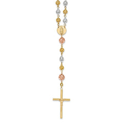 14K Tri-color 28in 6.00-8.00mm Beads Rosary