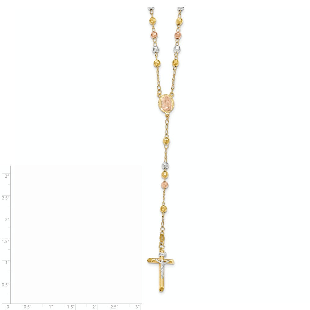 14K Tri-color 26in 3.90mm Beads Rosary