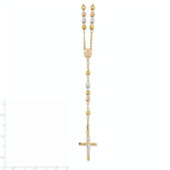 14K Tri-color 26in 4.90mm Beads Rosary
