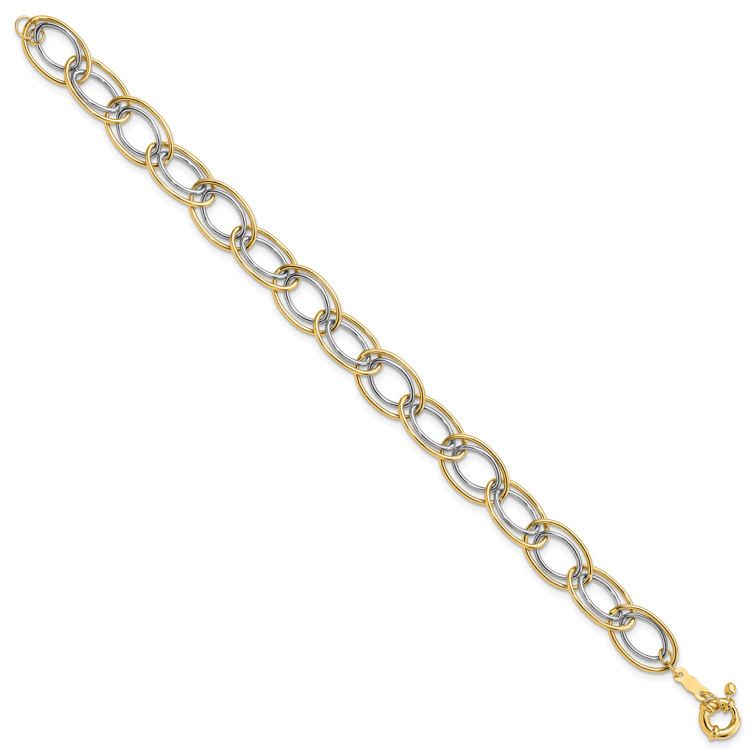 14k Two Tone Fancy Oval Link Bracelet Secondary image