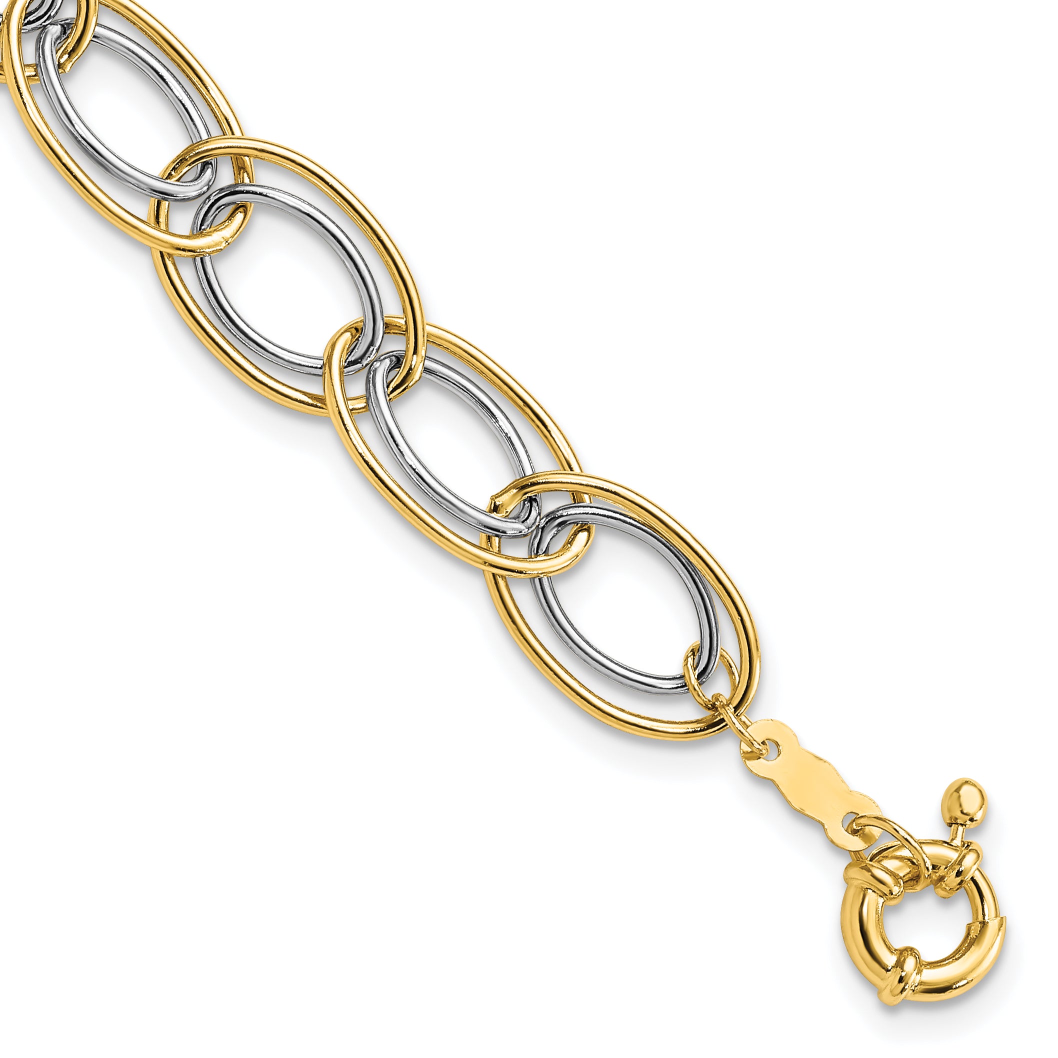 14k Two Tone Fancy Oval Link Bracelet Main image