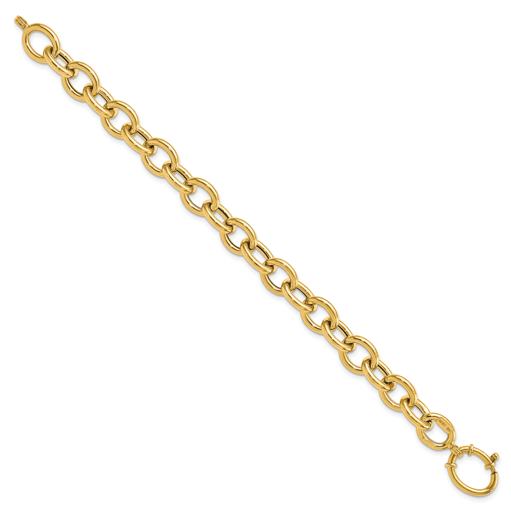 14k Polished Fancy Oval Link Bracelet