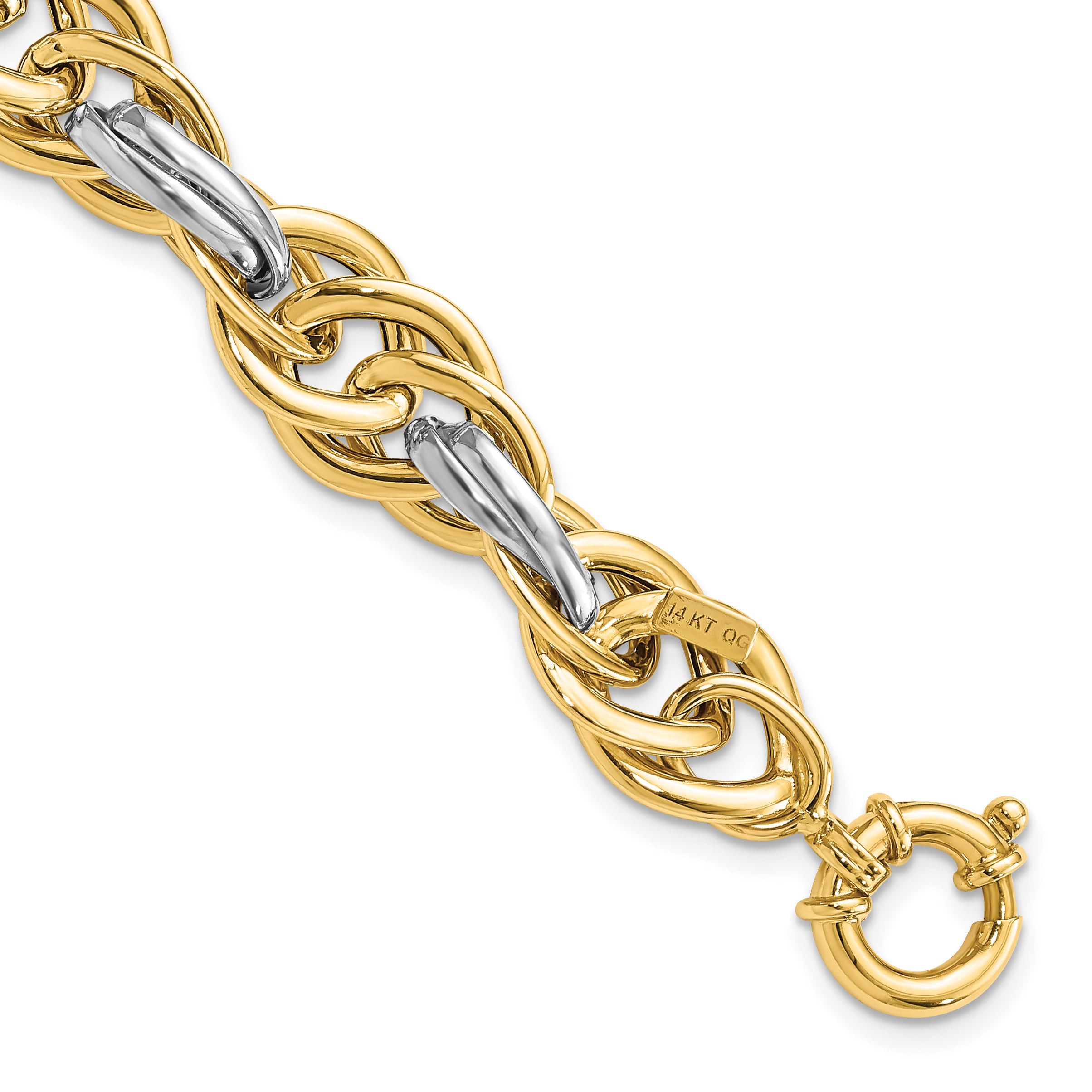 14k Two-Tone Polished Fancy Link Bracelet Main image