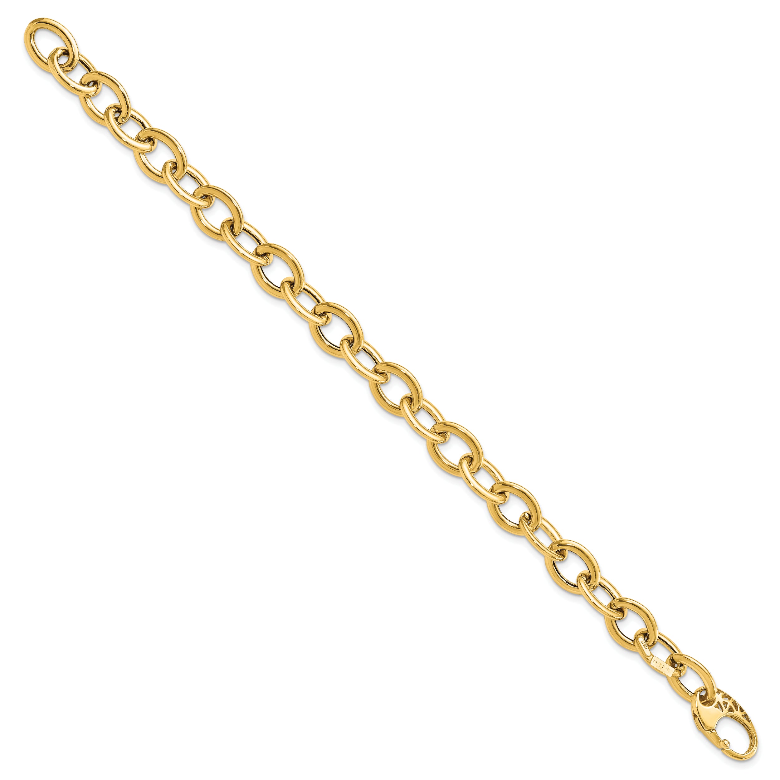 14k Polished Fancy Oval Link Bracelet