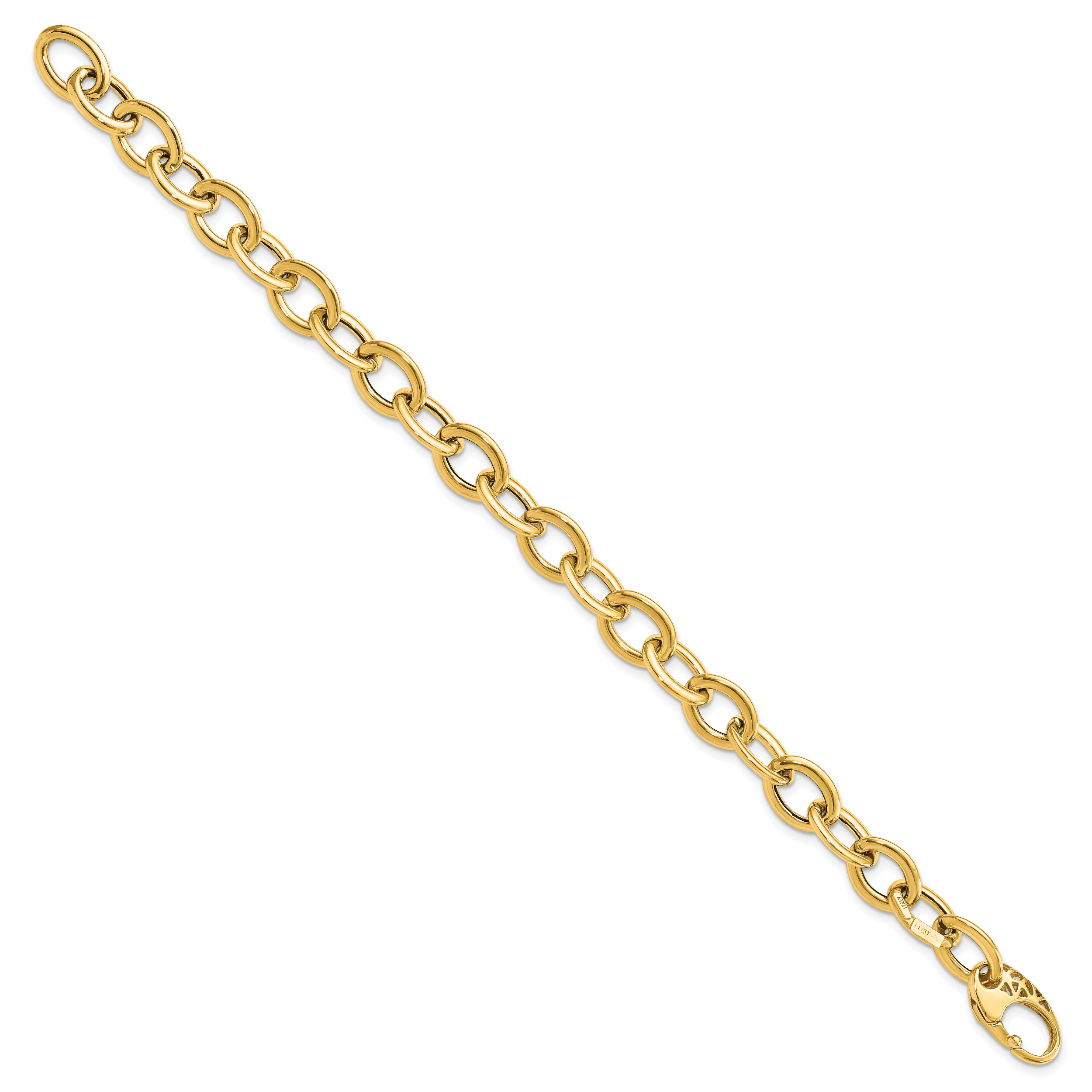 14k Polished Fancy Oval Link Bracelet Secondary image