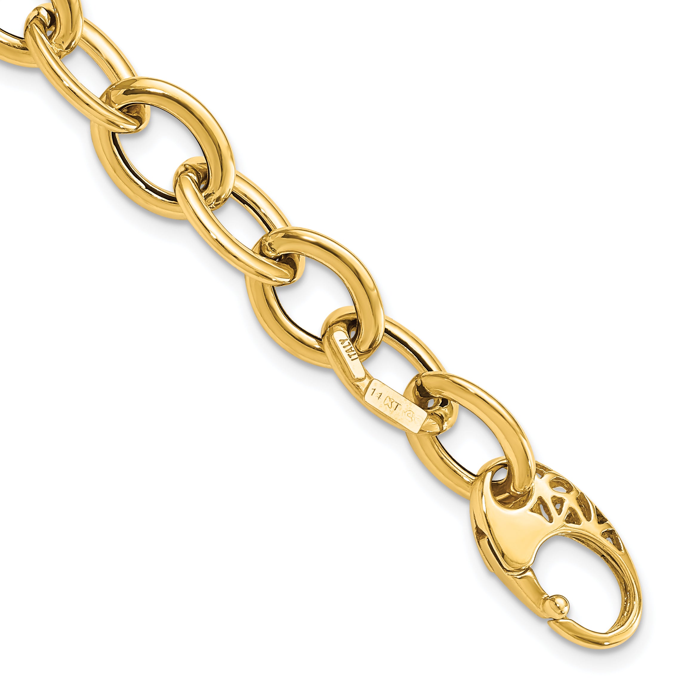 14k Polished Fancy Oval Link Bracelet Main image