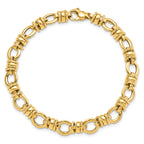 14K Polished and Textured Fancy Link Bracelet