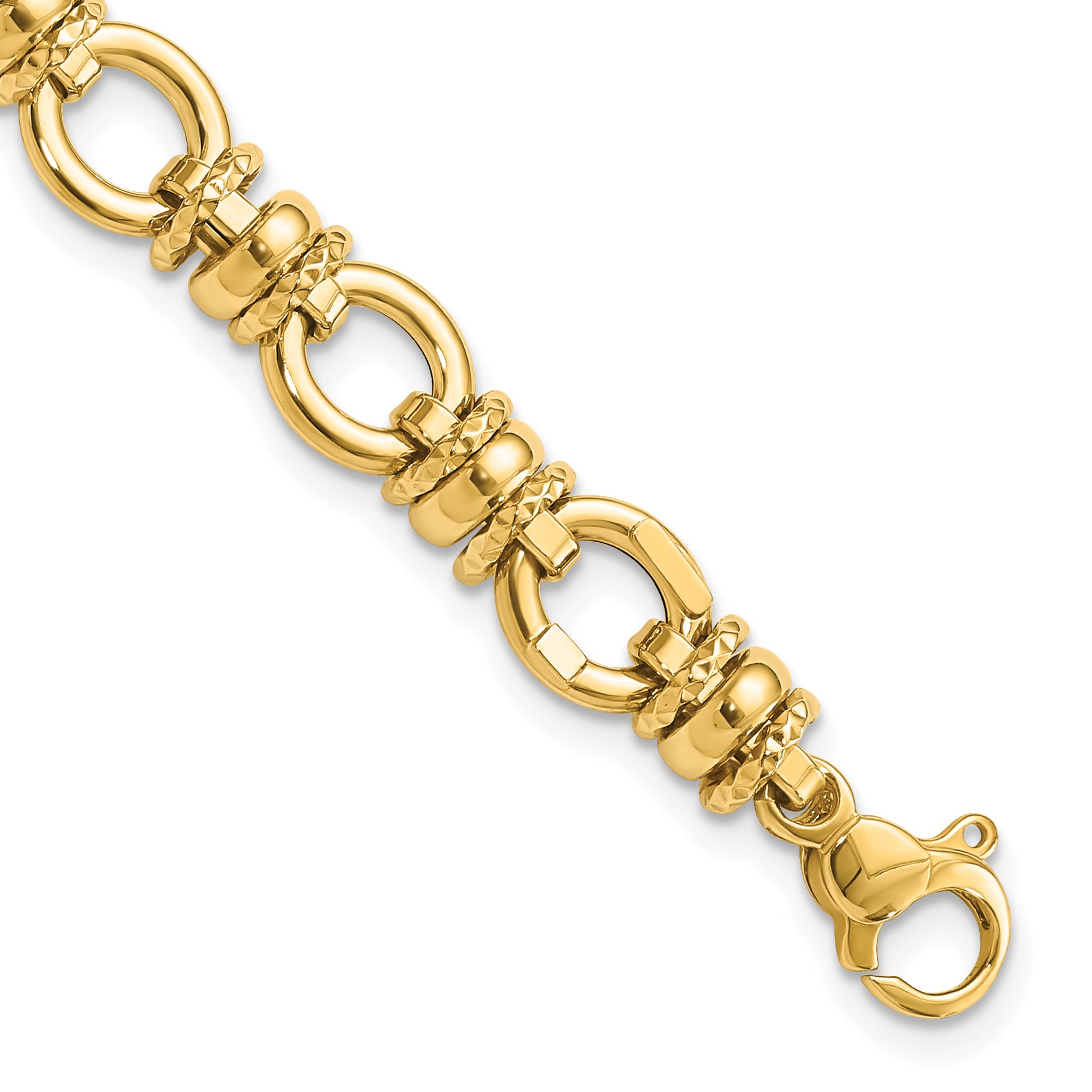 14K Polished and Textured Fancy Link Bracelet Main image