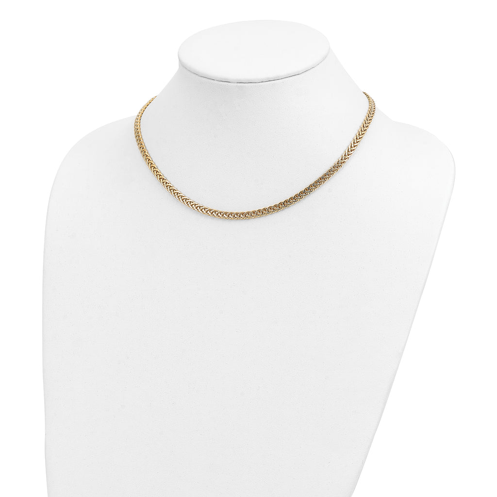 14K Yellow Gold Polished Fancy Link Necklace Unisex 17 Inch