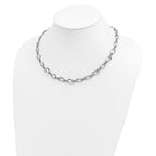 14K White Gold Fancy Link Necklace with Polished Rhodium Finish
