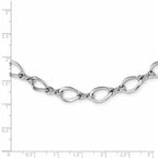 14K White Gold Fancy Link Necklace with Polished Rhodium Finish
