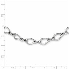 14K White Gold Fancy Link Necklace with Polished Rhodium Finish