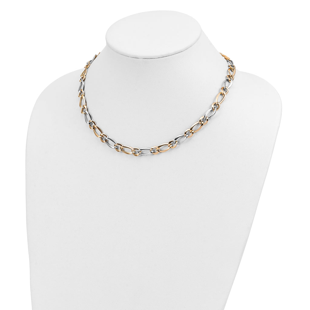 14K Two-Tone Polished Open Link Necklace with Fancy Lobster Clasp