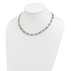 14K Two-Tone Polished Open Link Necklace with Fancy Lobster Clasp
