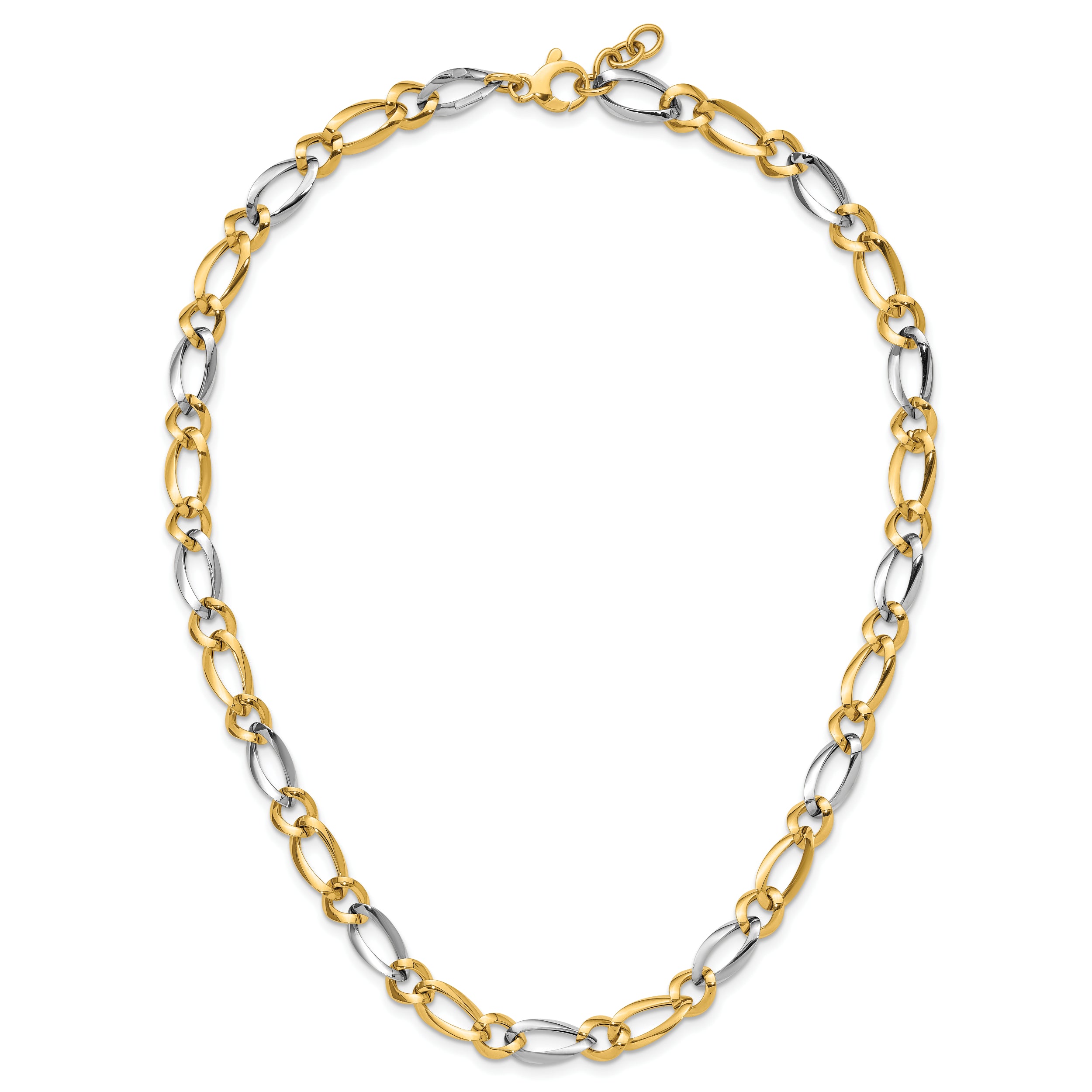 14K Two-Tone Polished Open Link Necklace with Fancy Lobster Clasp