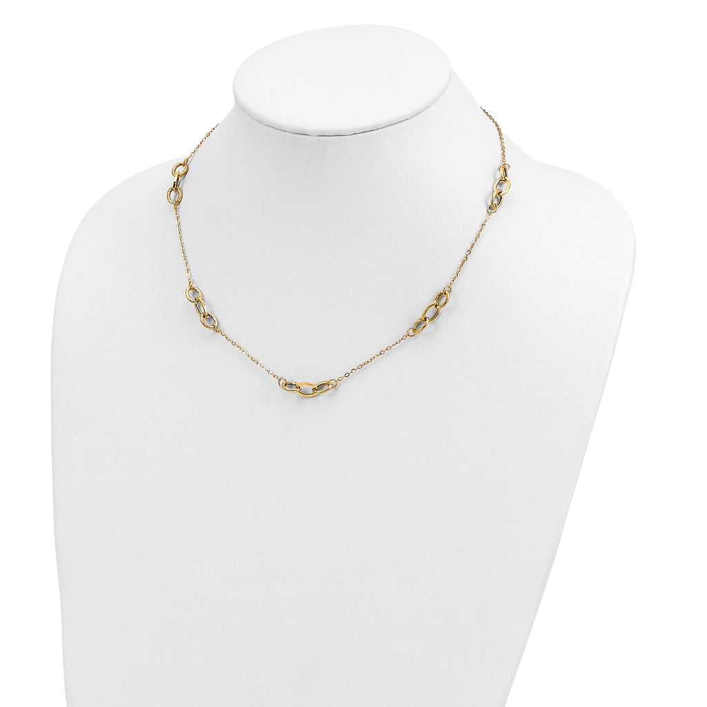 14K Yellow Gold Women's Fancy Necklace with Polished Open Link Design