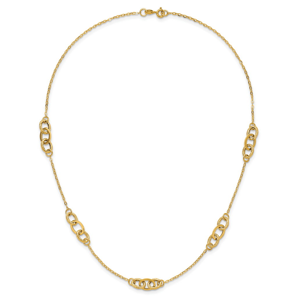 14K Yellow Gold Women's Fancy Necklace with Polished Open Link Design