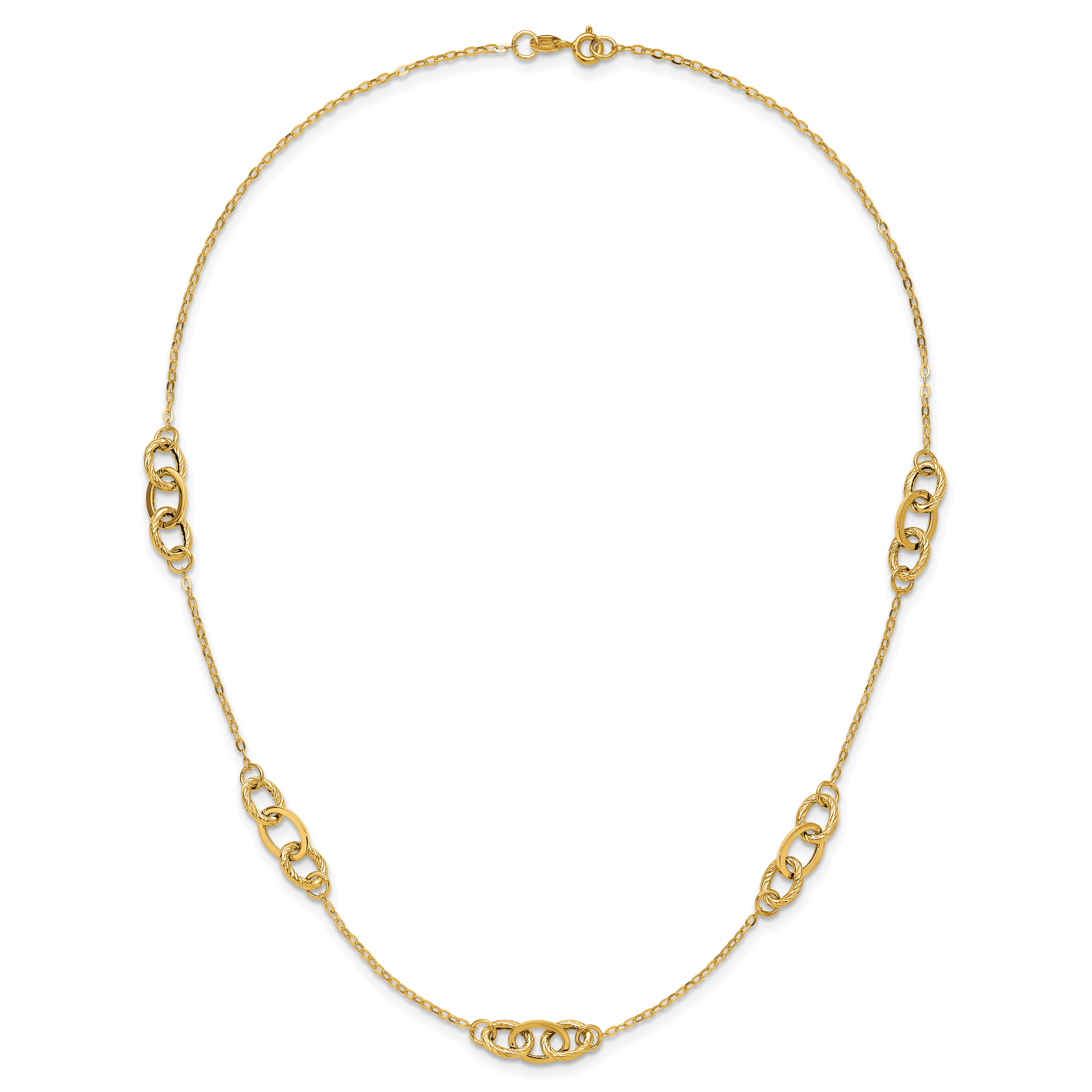 14K Yellow Gold Women's Fancy Necklace with Polished Open Link Design