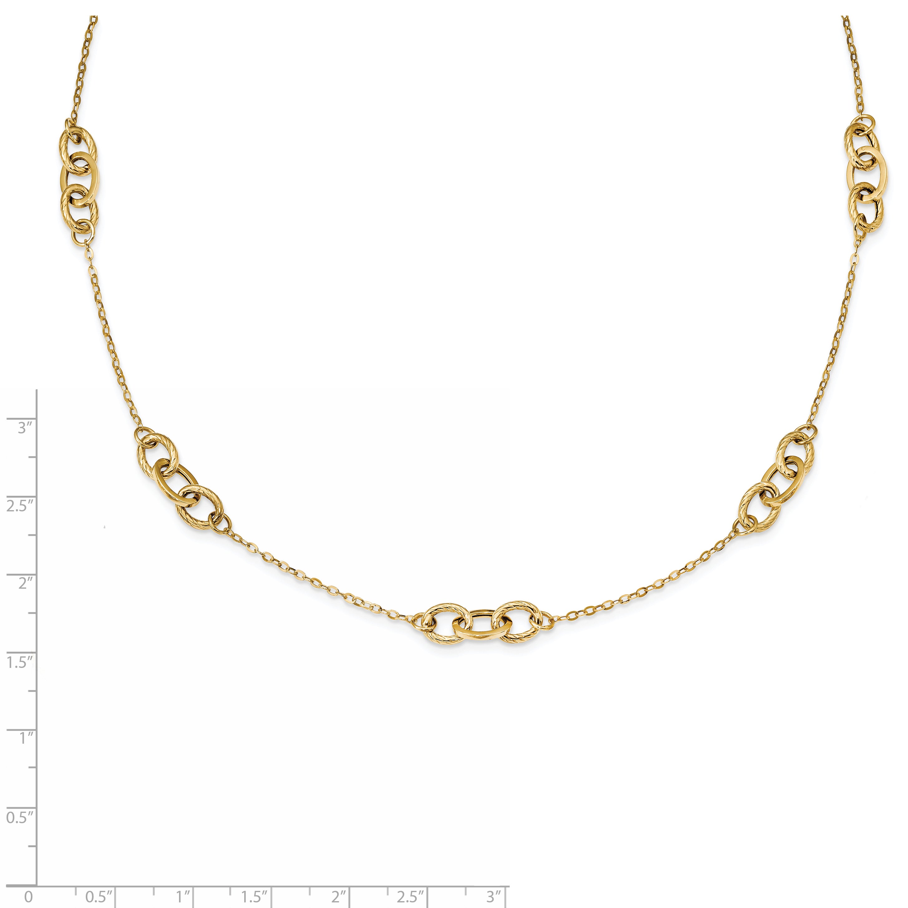 14K Yellow Gold Women's Fancy Necklace with Polished Open Link Design