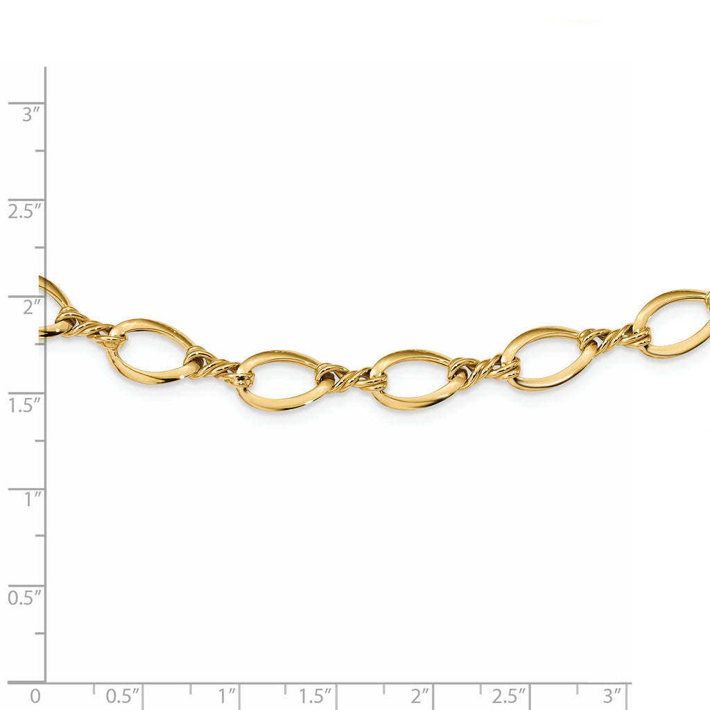 14K Gold Fancy Link Necklace with Polished Twisted Design