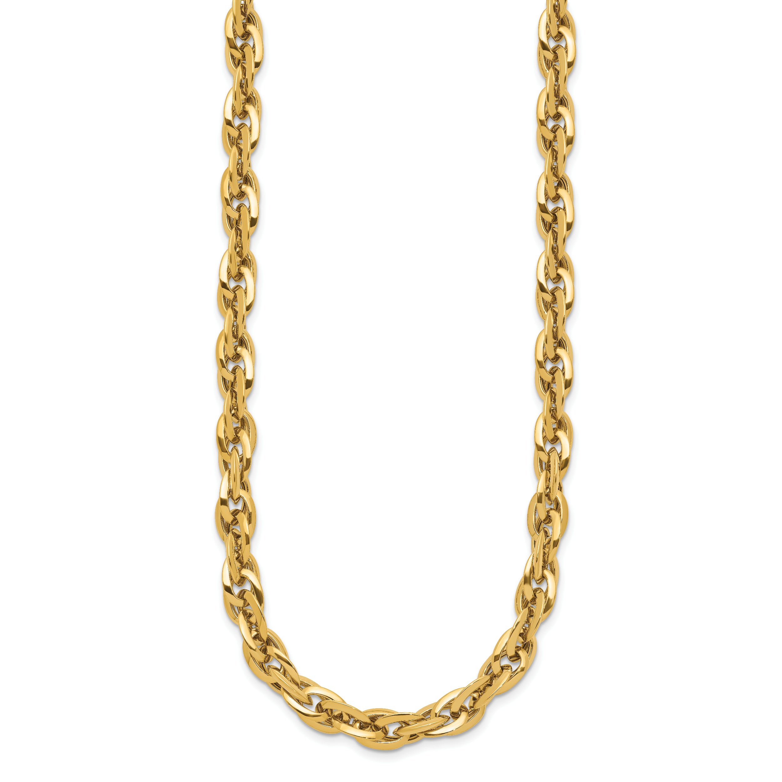 14K Gold Polished Fancy Link Necklace with Lobster Clasp
