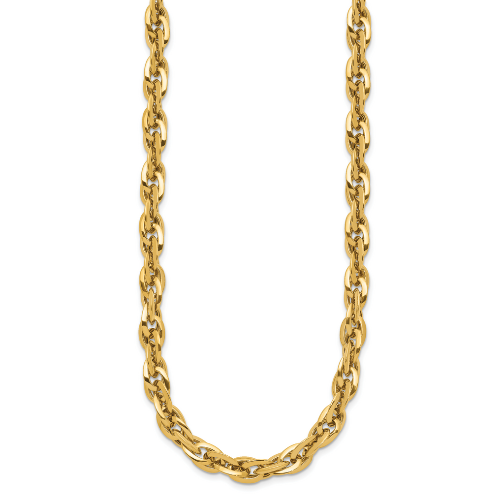 14K Gold Polished Fancy Link Necklace with Lobster Clasp