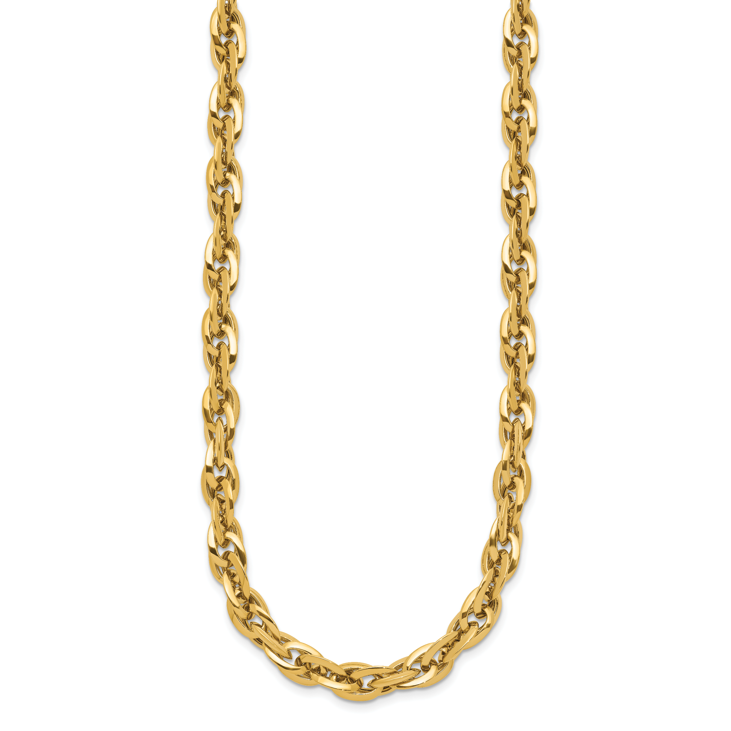 14K Gold Polished Fancy Link Necklace with Lobster Clasp