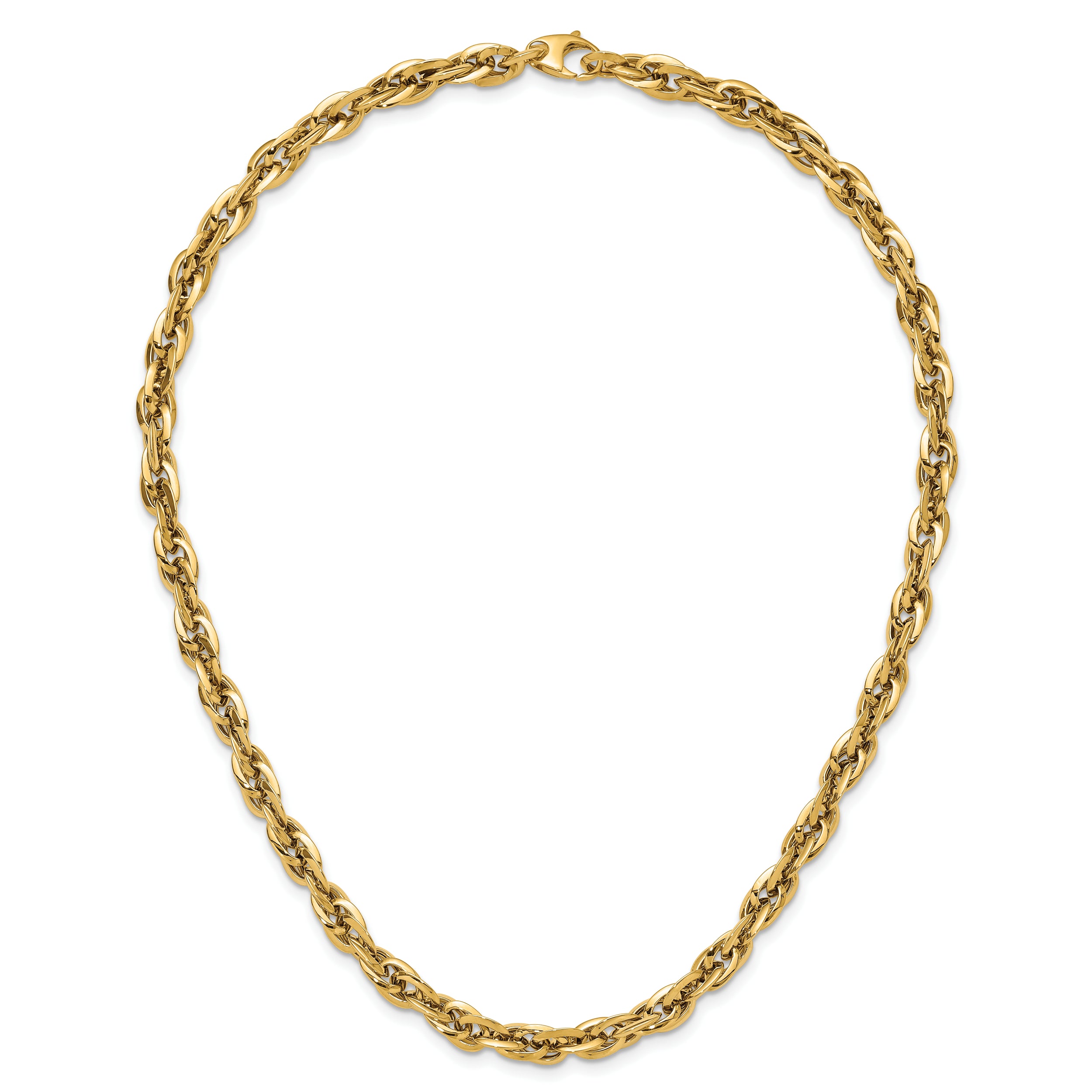 14K Gold Polished Fancy Link Necklace with Lobster Clasp
