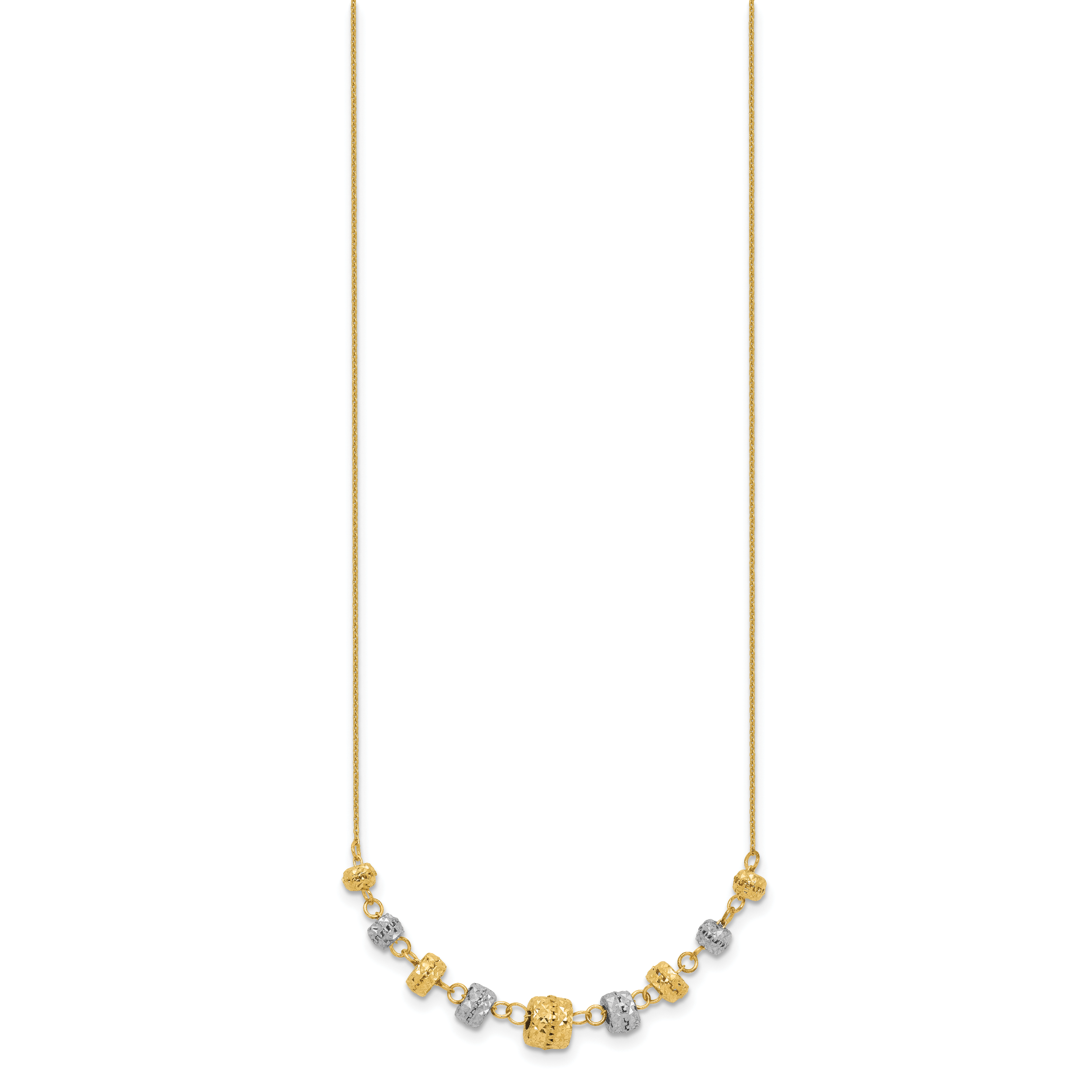 14K Two-Tone Gold Diamond-Cut Beaded Necklace with Polished Finish Secondary image
