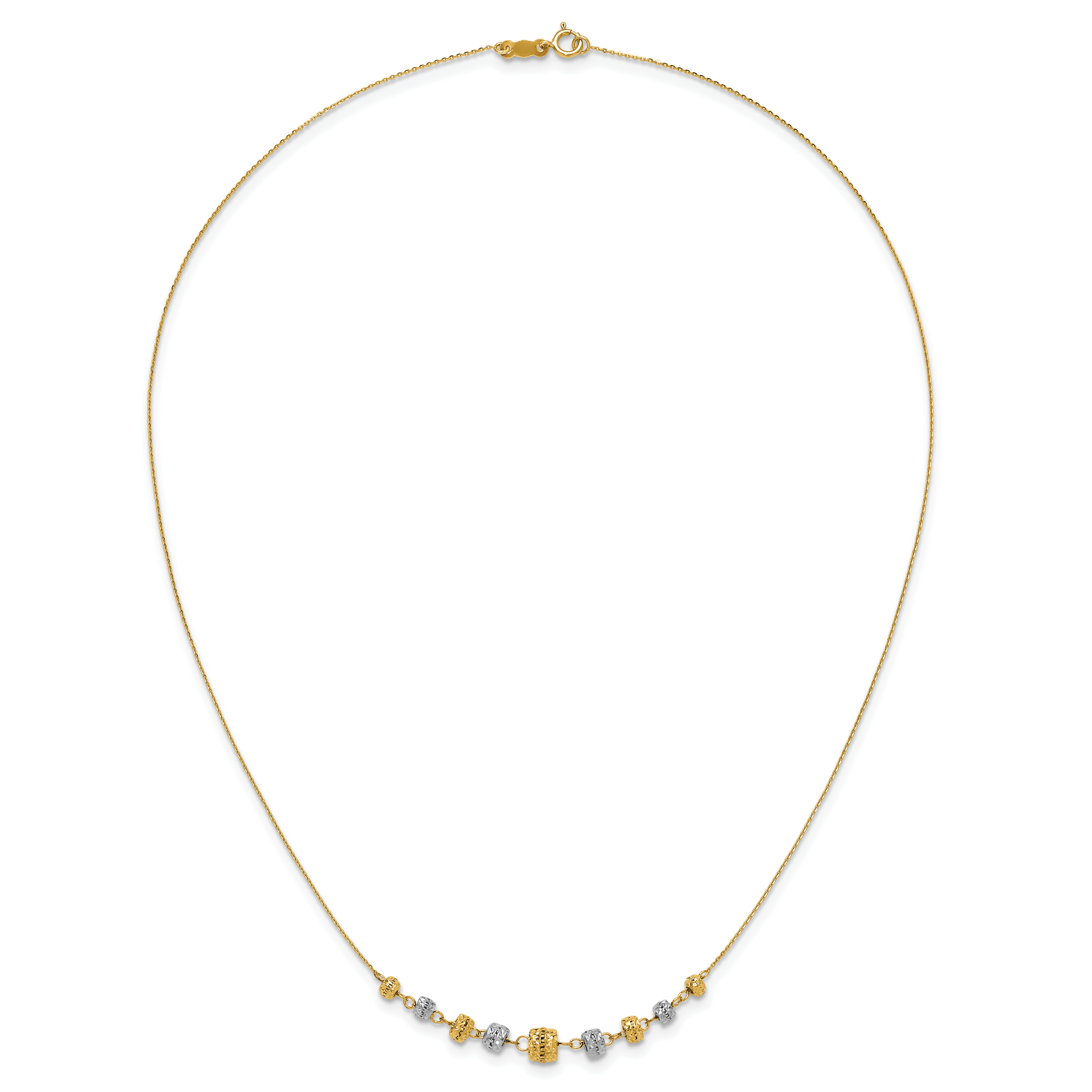 14K Two-Tone Gold Diamond-Cut Beaded Necklace with Polished Finish