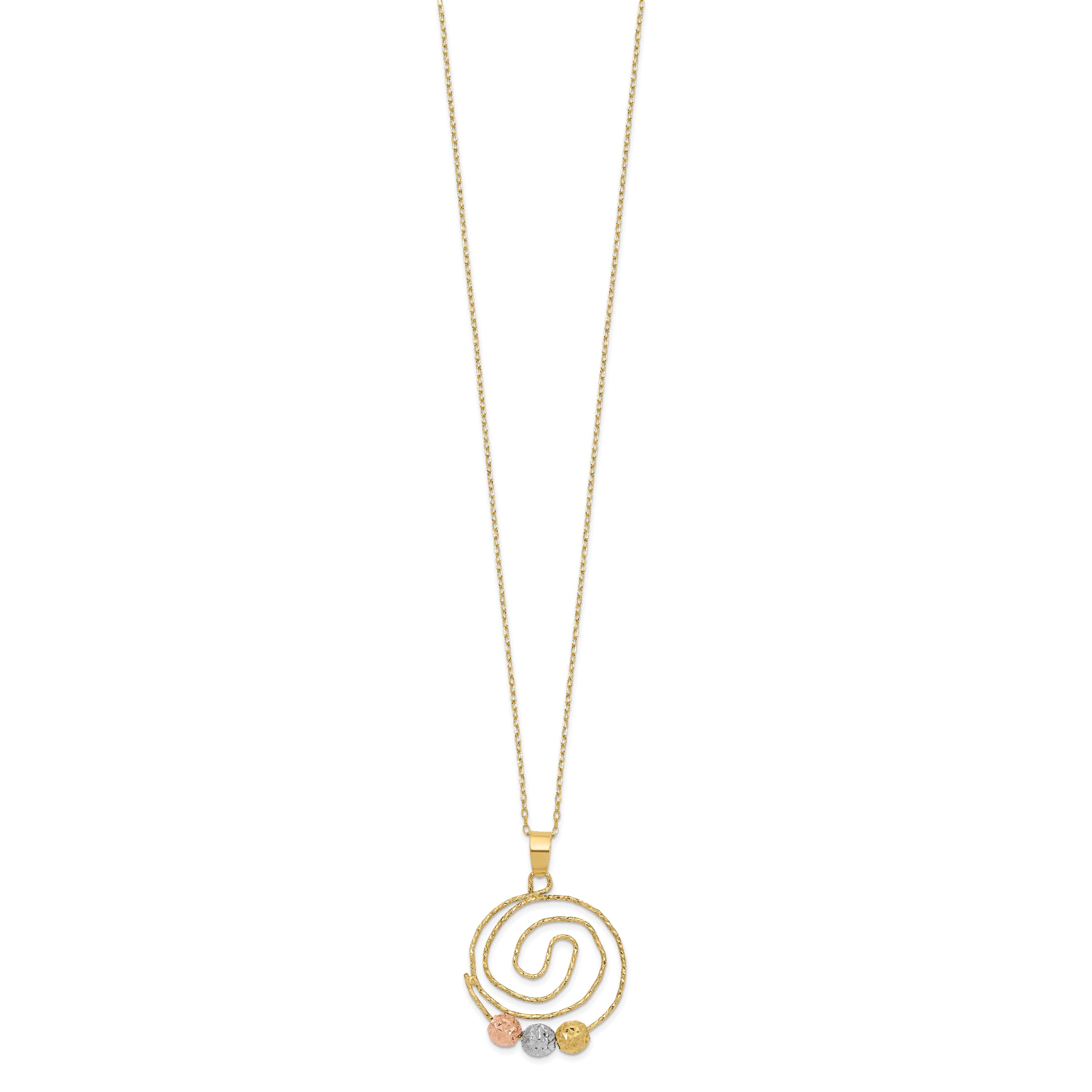 Sophia Jewelers 14K Tri-Color Gold Spiral Pendant Necklace with Polished Finish