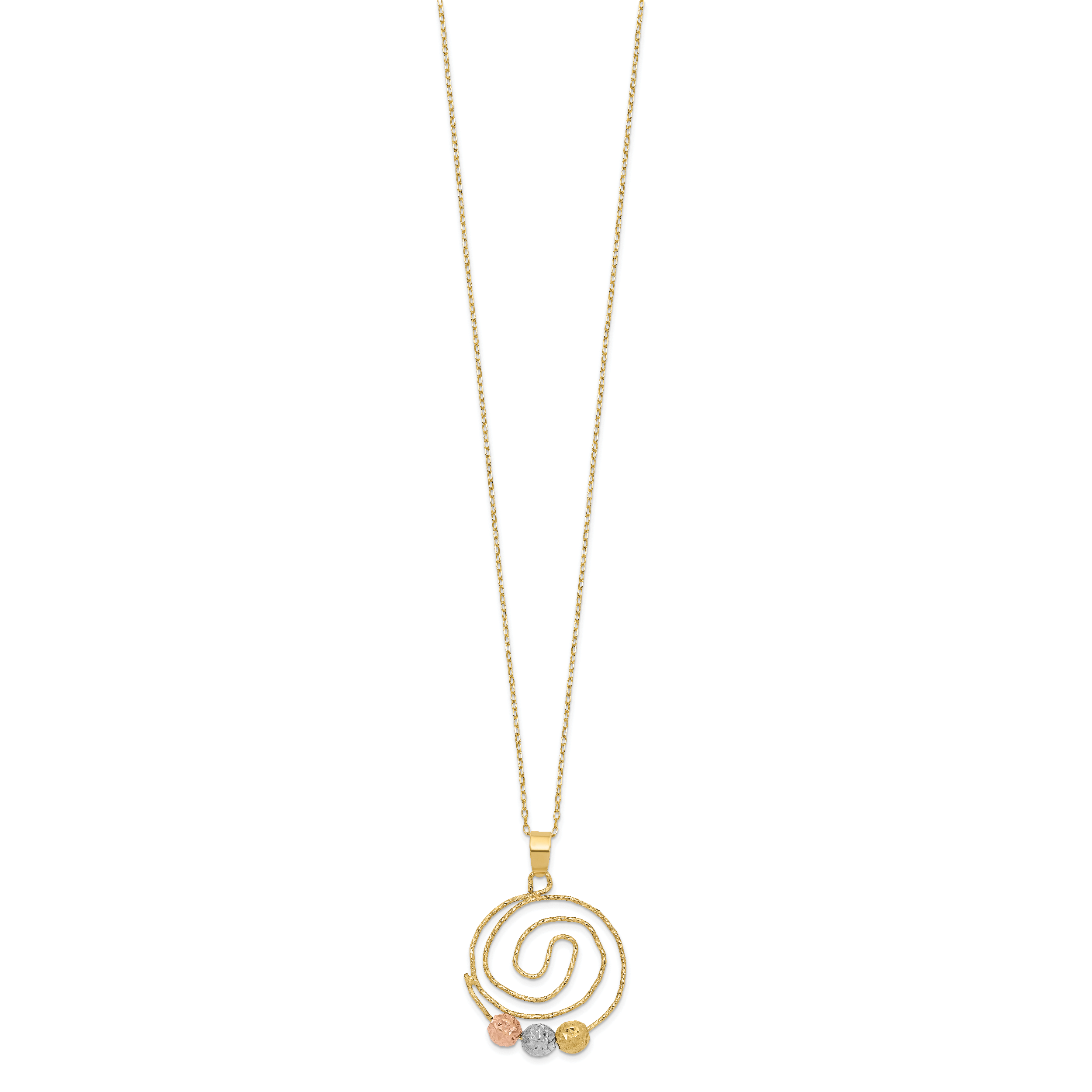 Sophia Jewelers 14K Tri-Color Gold Spiral Pendant Necklace with Polished Finish