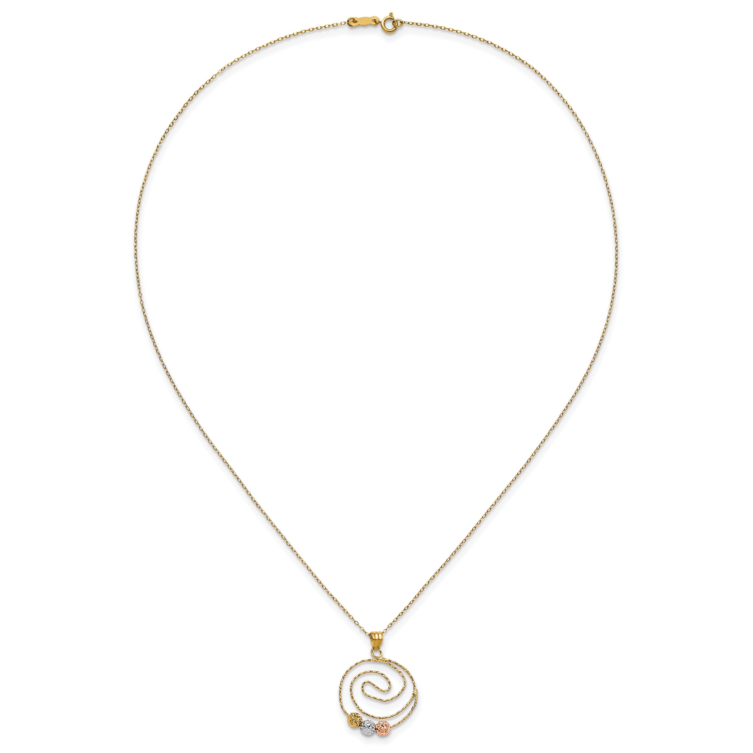 Sophia Jewelers 14K Tri-Color Gold Spiral Pendant Necklace with Polished Finish