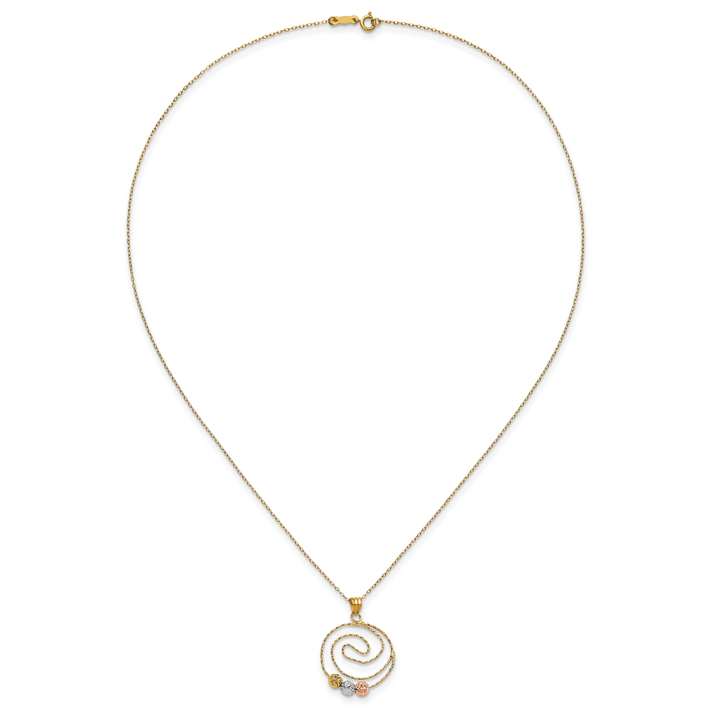 Sophia Jewelers 14K Tri-Color Gold Spiral Pendant Necklace with Polished Finish