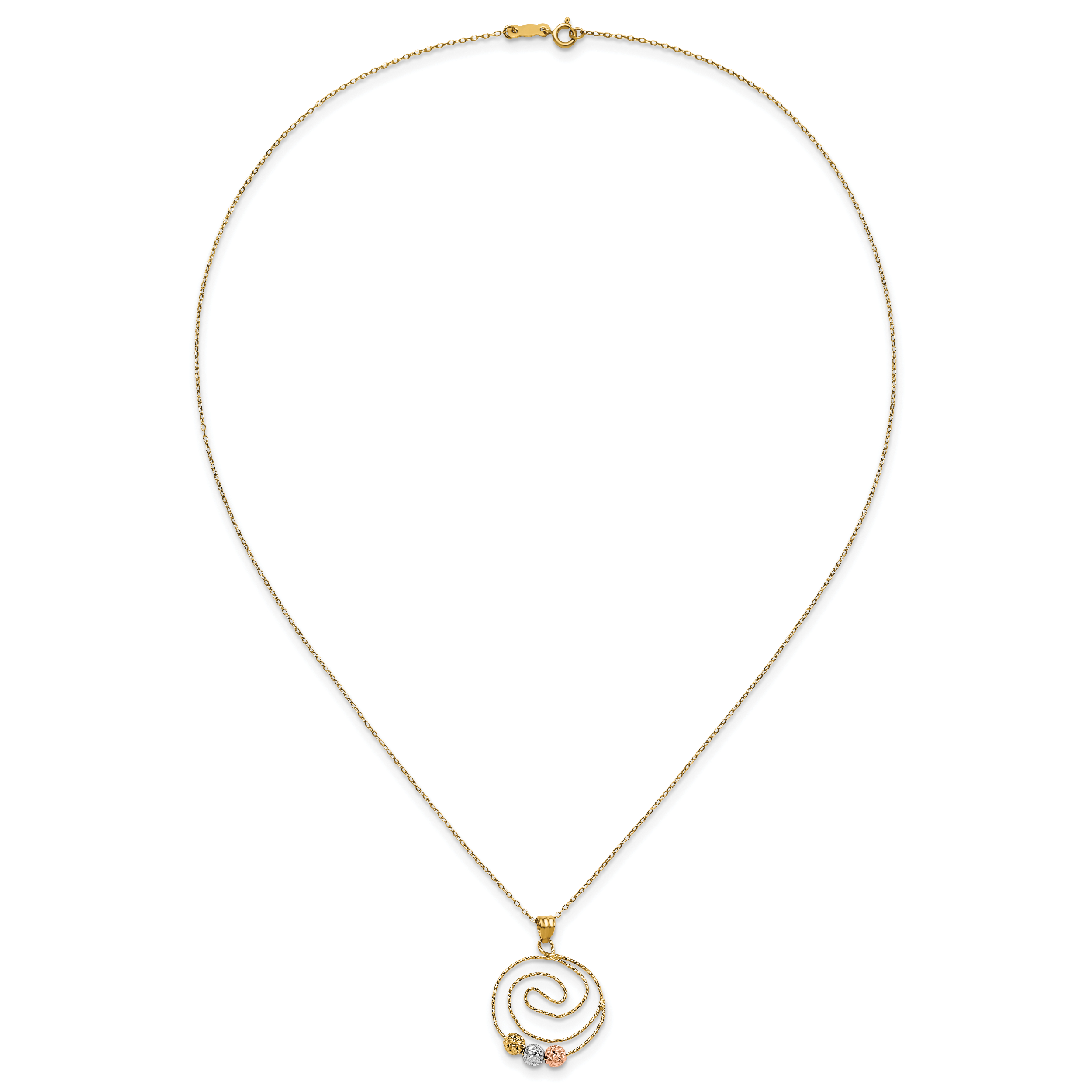 Sophia Jewelers 14K Tri-Color Gold Spiral Pendant Necklace with Polished Finish