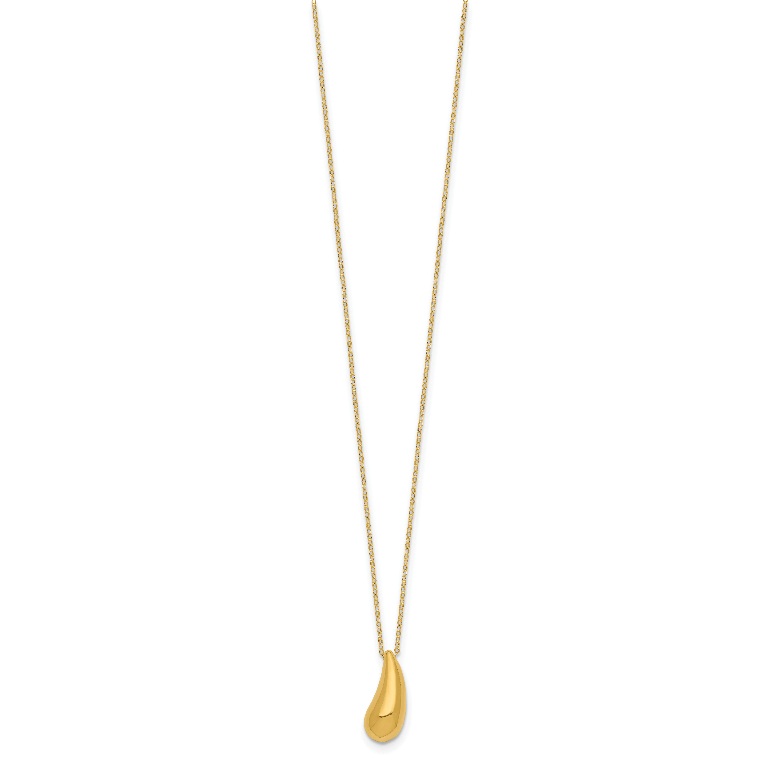 Sophia Jewelers 14K Gold Polished Teardrop Necklace with Elegant Rolo Chain Secondary image