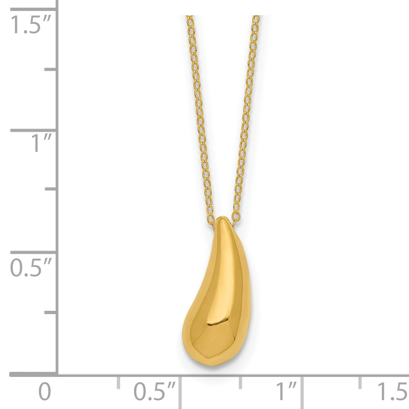 Sophia Jewelers 14K Gold Polished Teardrop Necklace with Elegant Rolo Chain