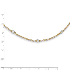 14K Two-tone Polished D/C Fancy Beaded 16in w/2in Ext Necklace