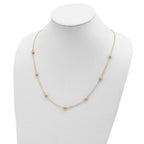 14K Gold Textured Beaded Necklace with Polished Finish