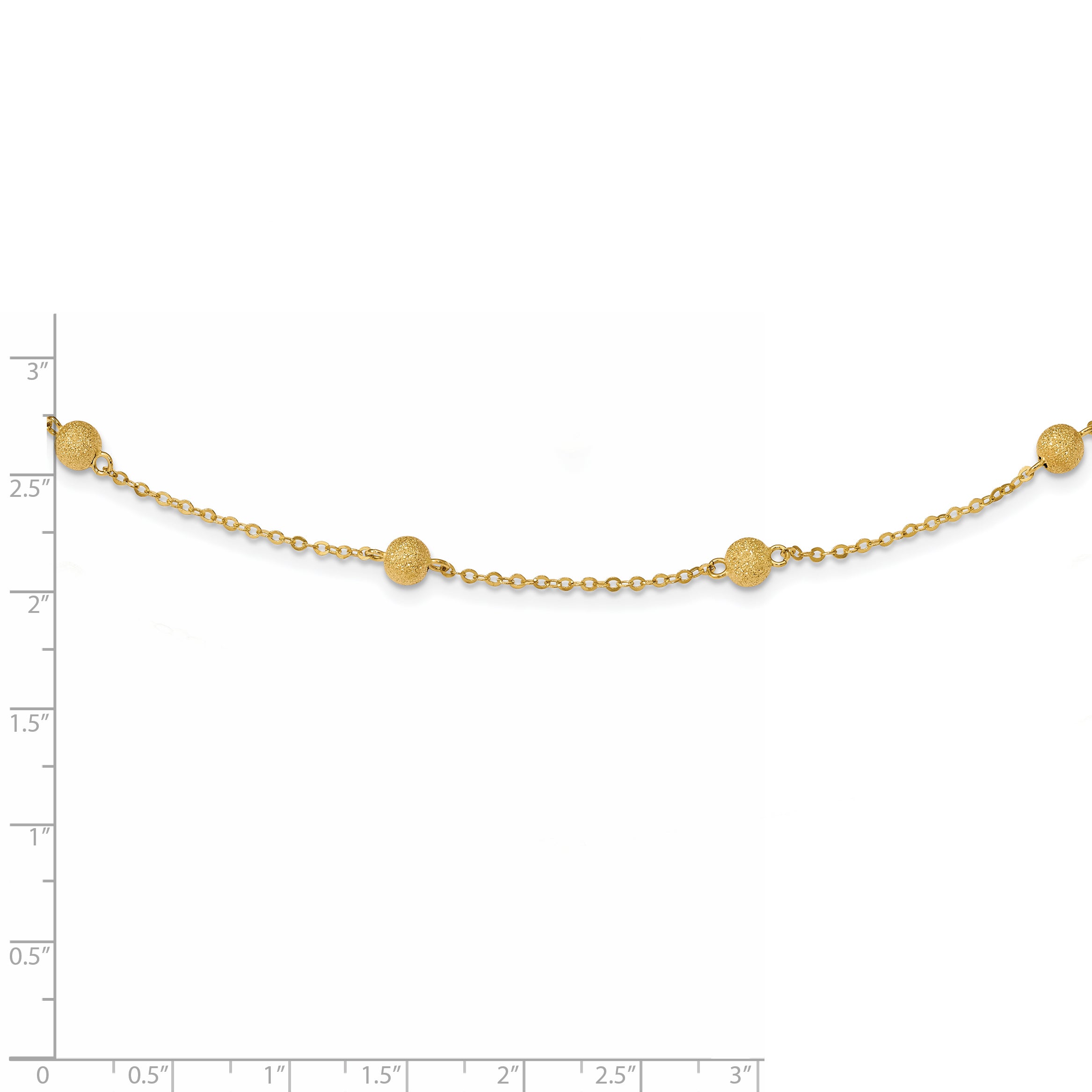 14K Gold Textured Beaded Necklace with Polished Finish - 24