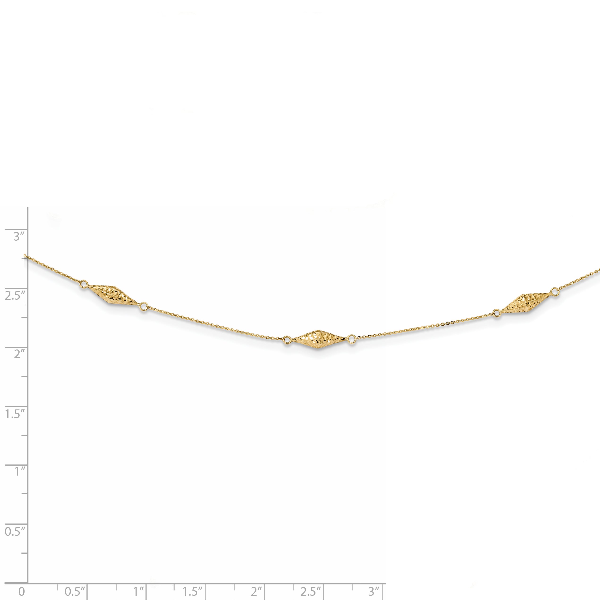 14k Polished and D/C Fancy Beaded 18in Necklace