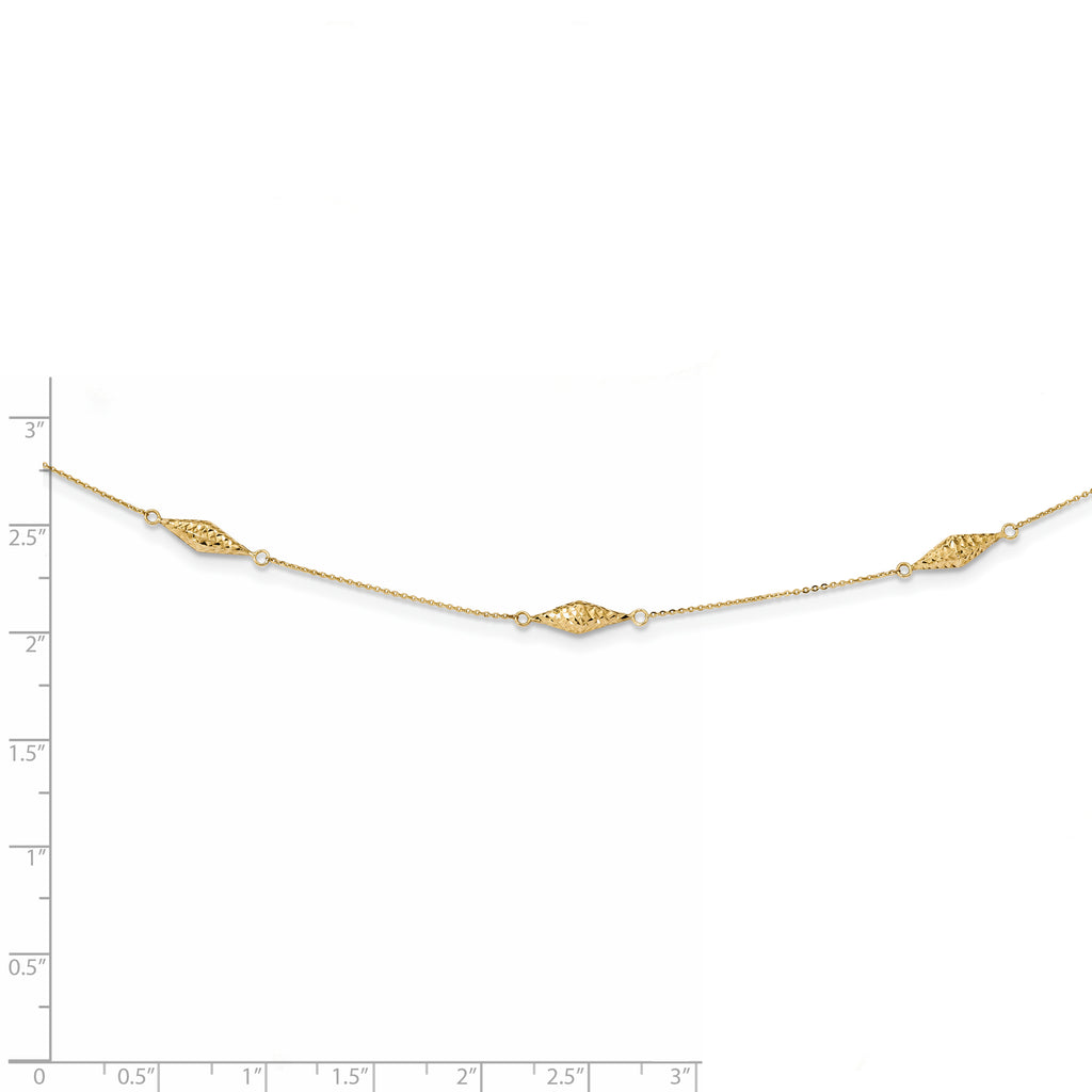 14K Gold Polished Fancy Beaded Necklace with Diamond-Cut Elegance