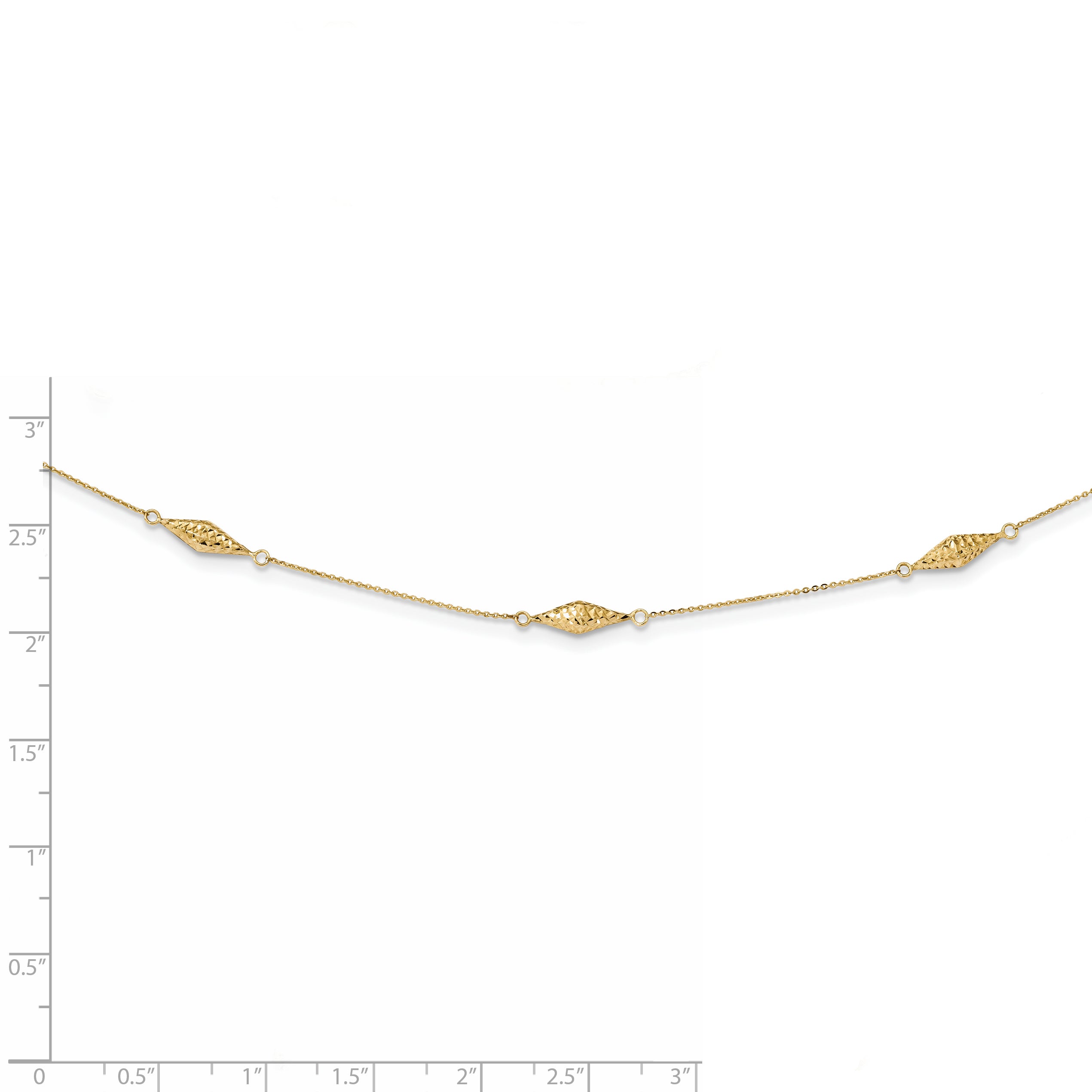 14K Gold Polished Fancy Beaded Necklace with Diamond-Cut Elegance