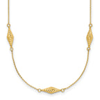 14k Polished and D/C Fancy Beaded 18in Necklace