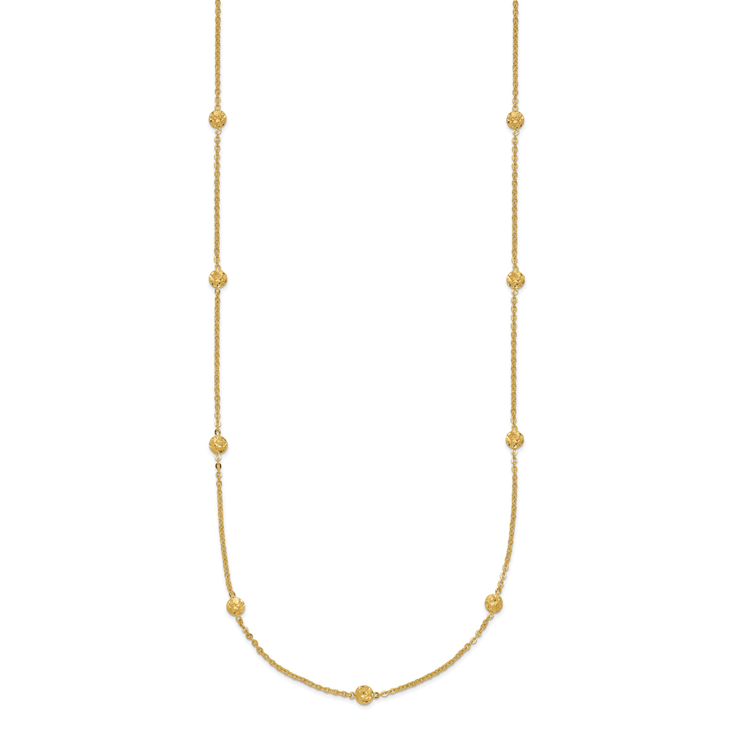 Sophia Jewelers 14K Gold Polished Diamond-Cut Beaded Necklace