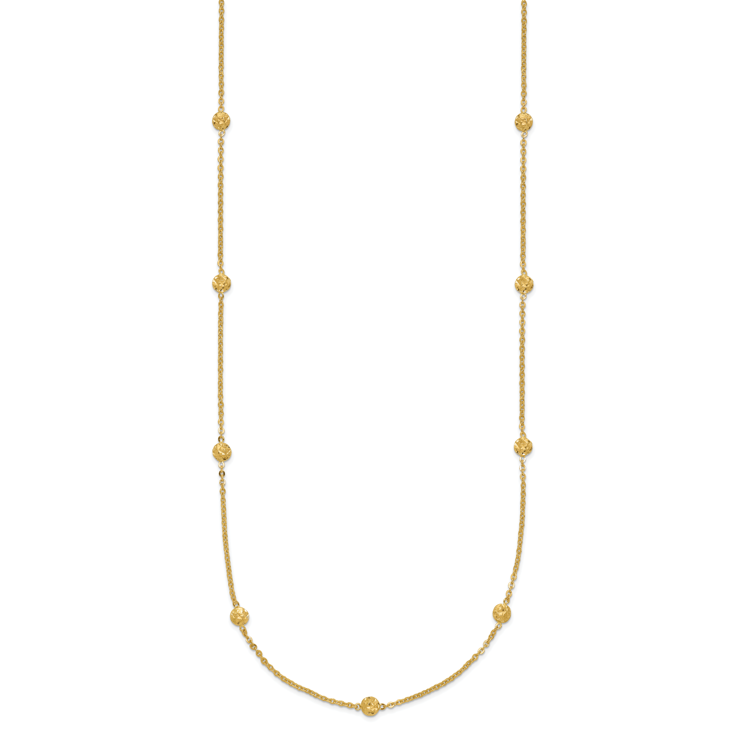 Sophia Jewelers 14K Gold Polished Diamond-Cut Beaded Necklace Secondary image