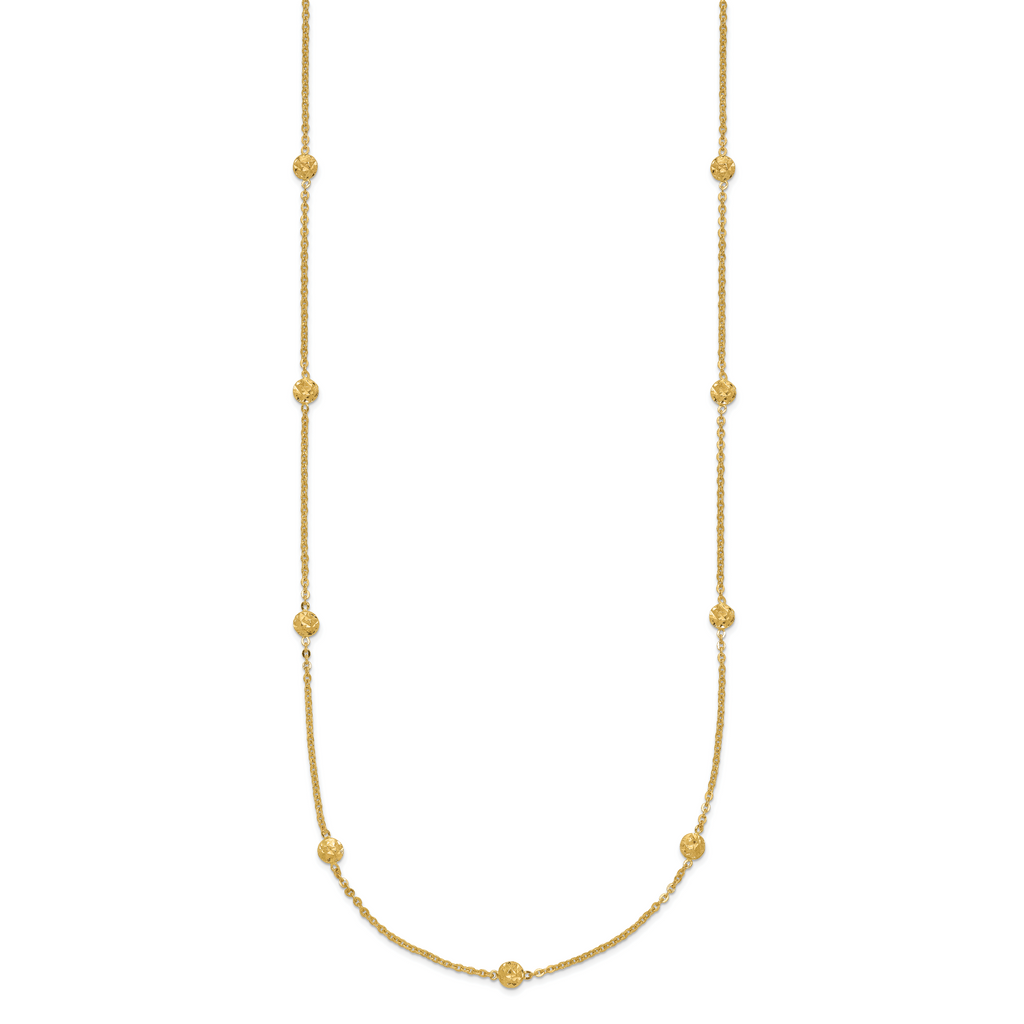 Sophia Jewelers 14K Gold Polished Diamond-Cut Beaded Necklace