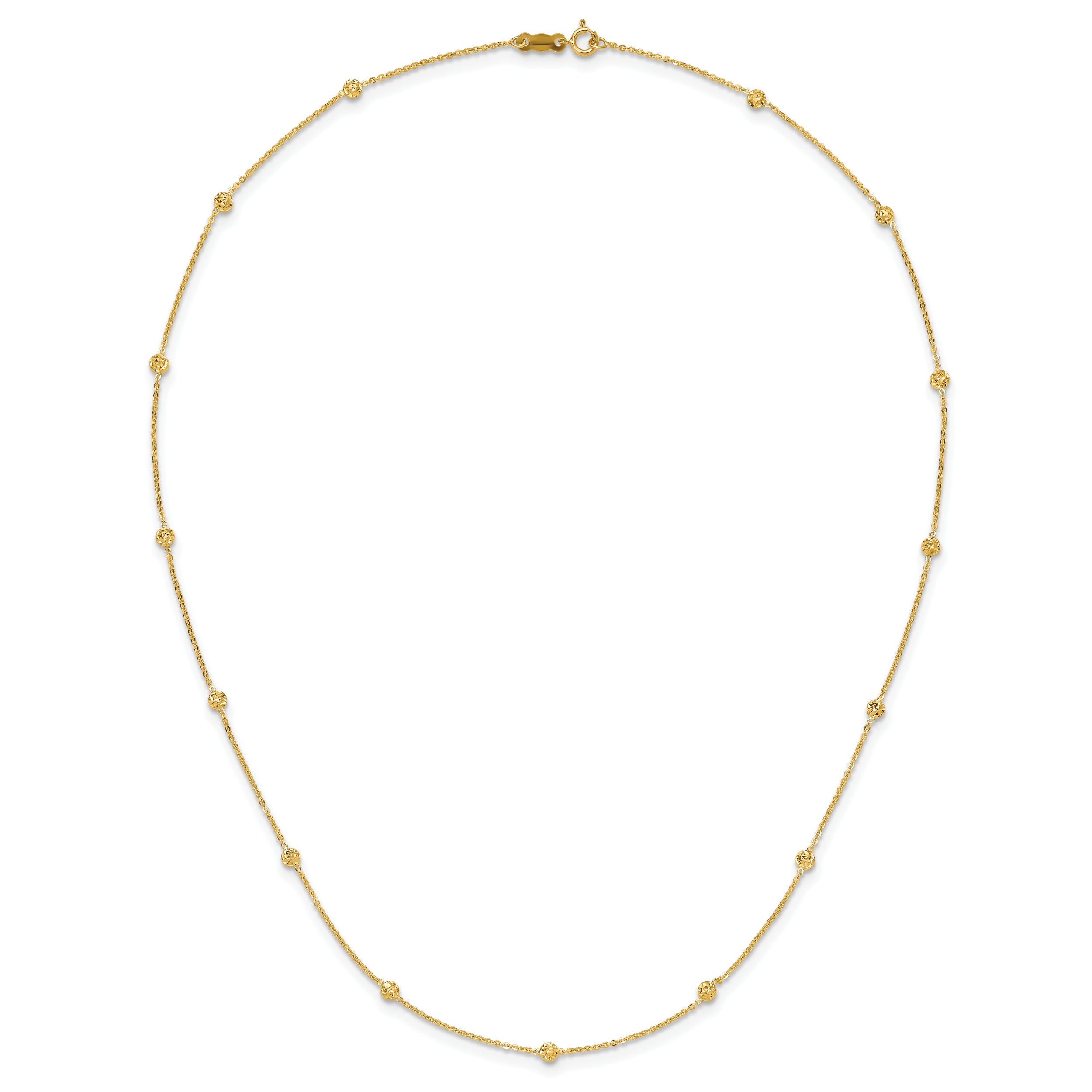 Sophia Jewelers 14K Gold Polished Diamond-Cut Beaded Necklace