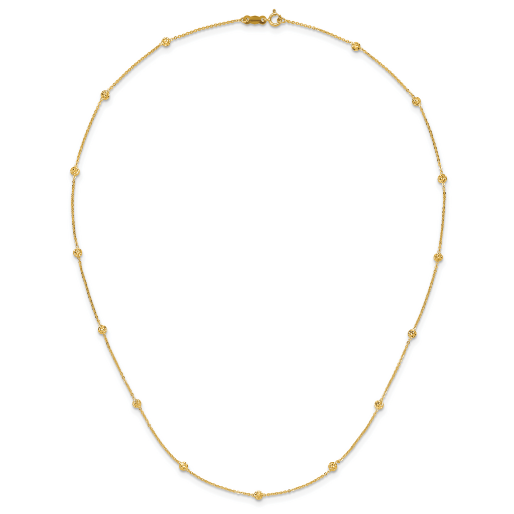 Sophia Jewelers 14K Gold Polished Diamond-Cut Beaded Necklace