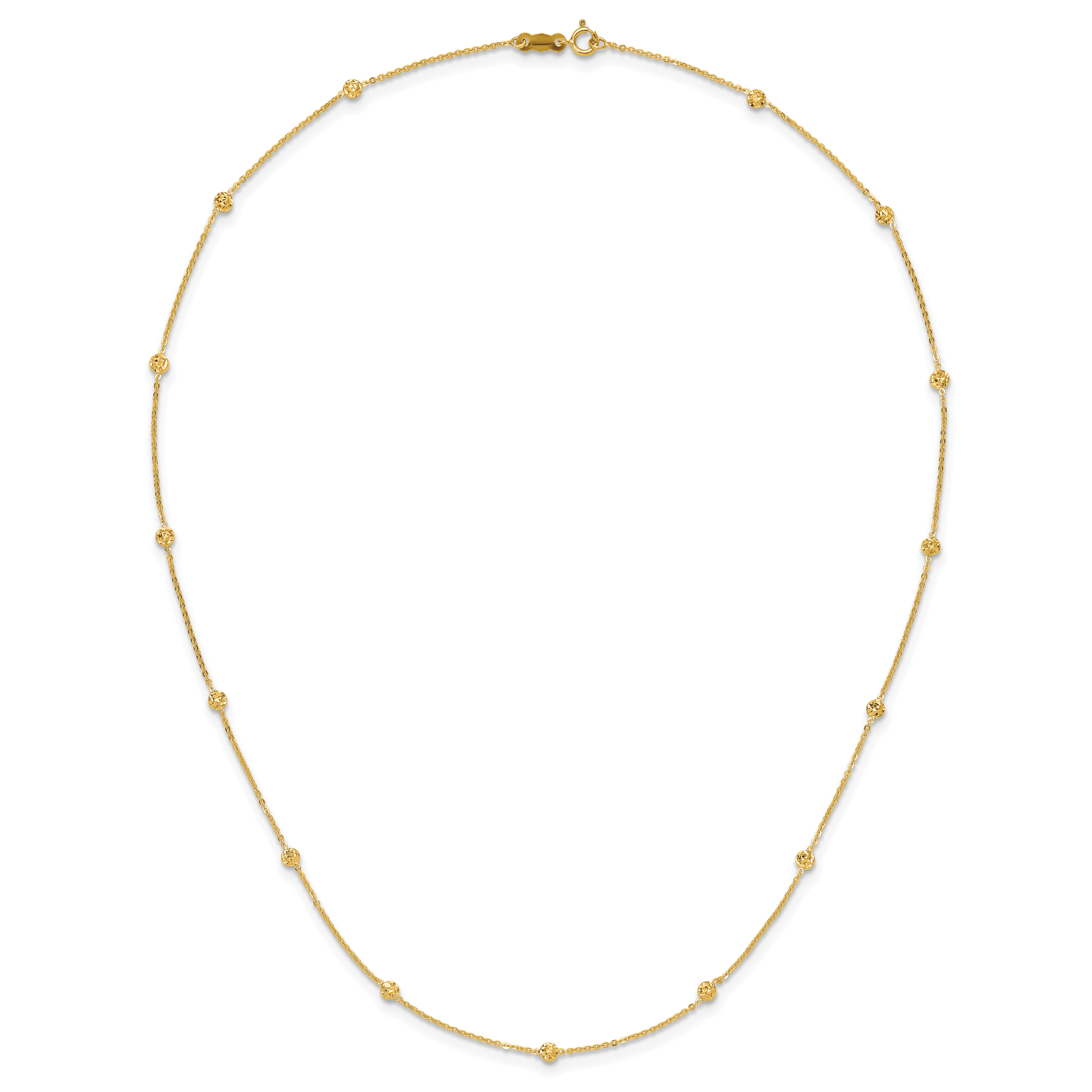 Sophia Jewelers 14K Gold Polished Diamond-Cut Beaded Necklace